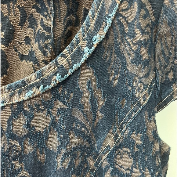 Peruvian Connection Brown Denim & Blue Burn Out Cap Sleeve Dress - Picture 7 of 16